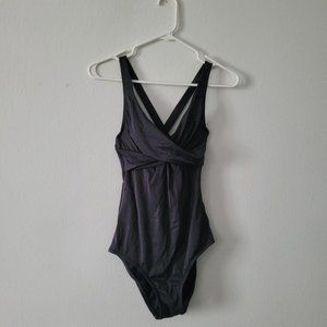 J Crew grey twist front one-piece swimsuit size 4